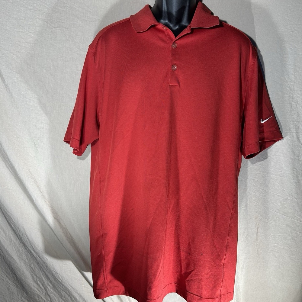 Nike Golf Dri-Fit Men's Polo Shirt Size XL Red Short Sleeve Swoosh Performance
